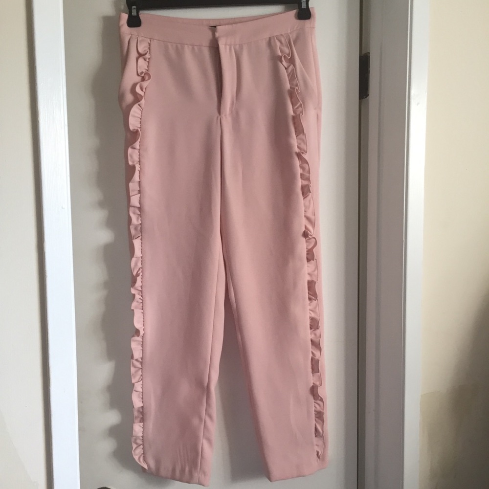 Zara Pink Trousers with Ruffles - Picture 2 of 7